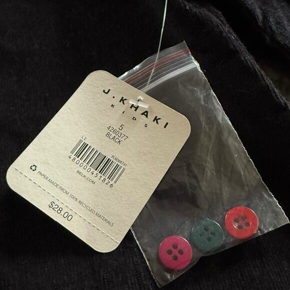 Girls Black Corduroy Dress Size XS 5 Long Sleeve Scallop Hem Christmas Holiday - Picture 4 of 4